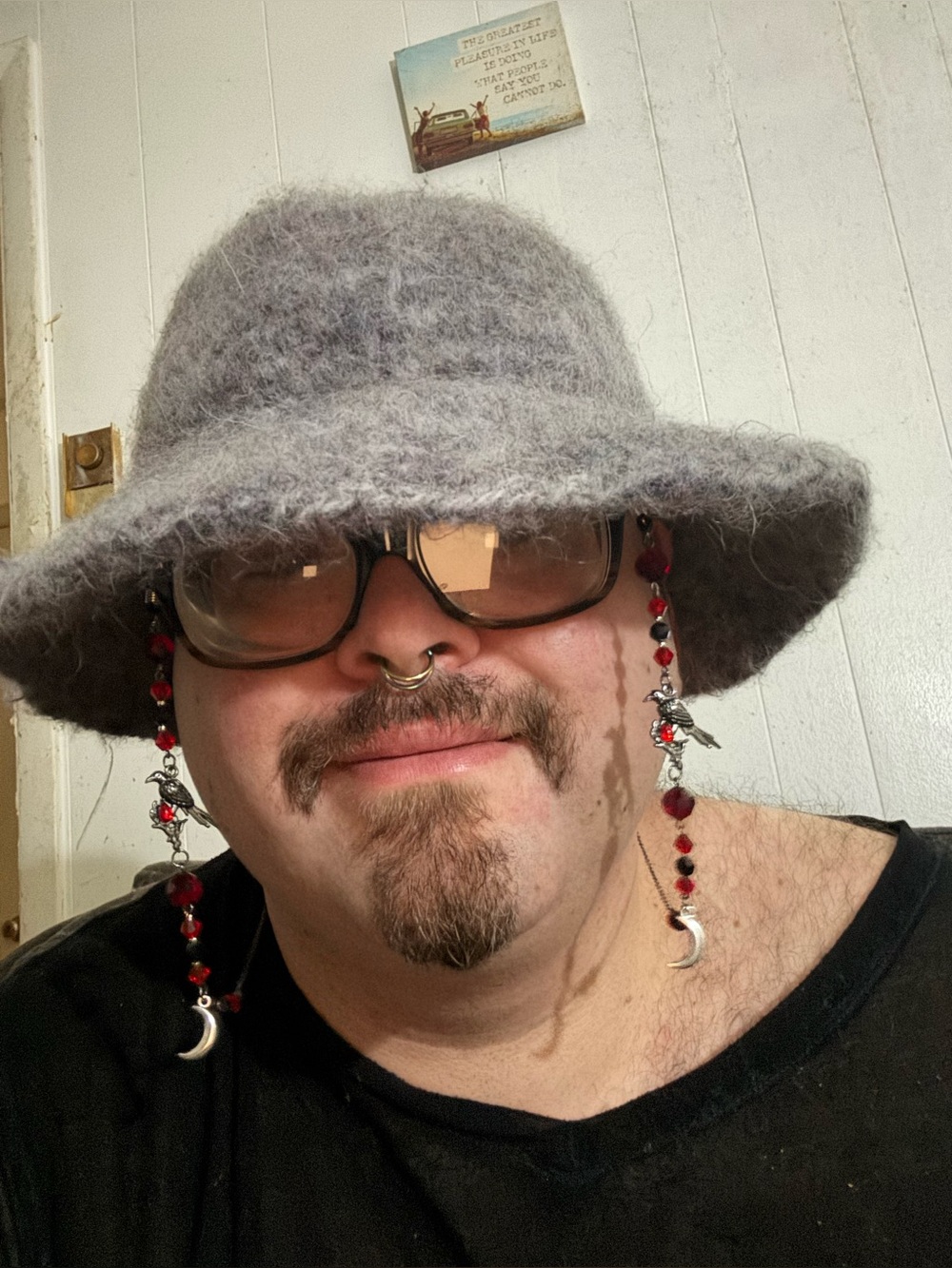 Gray fuzzy bucket hat - hand knit and felted - 100% wool